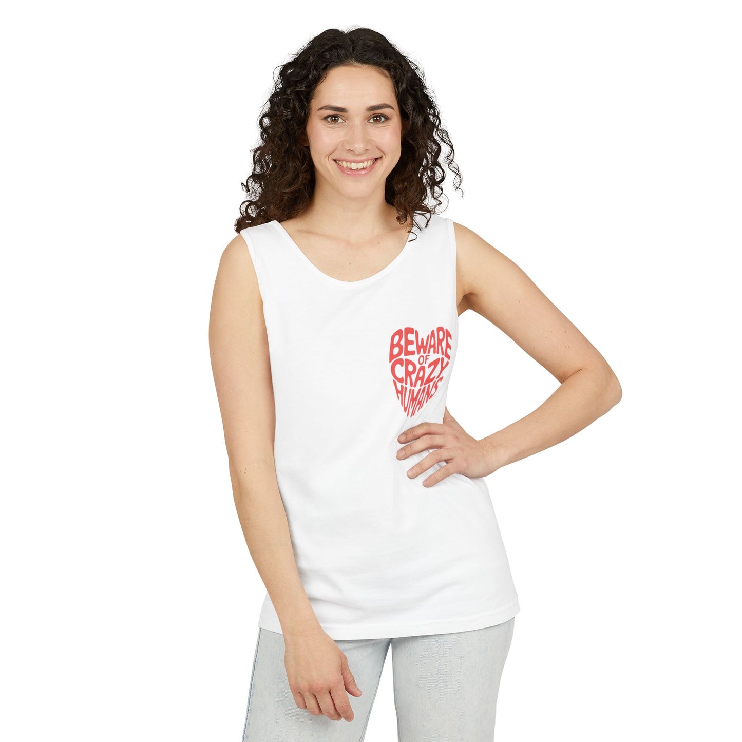 Beware of Crazy Humans – Unisex Garment-Dyed Tank Top